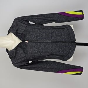 Lululemon Women's Half Moon Jacket Heathered Grey Purple Yellow Stripes Size 10